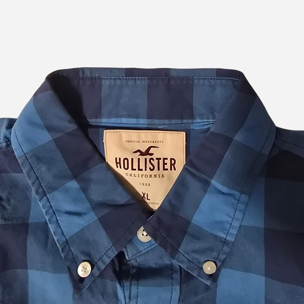 Hollister Blue Plaid Button Down Shirt Mens- XL - Picture 5 of 5